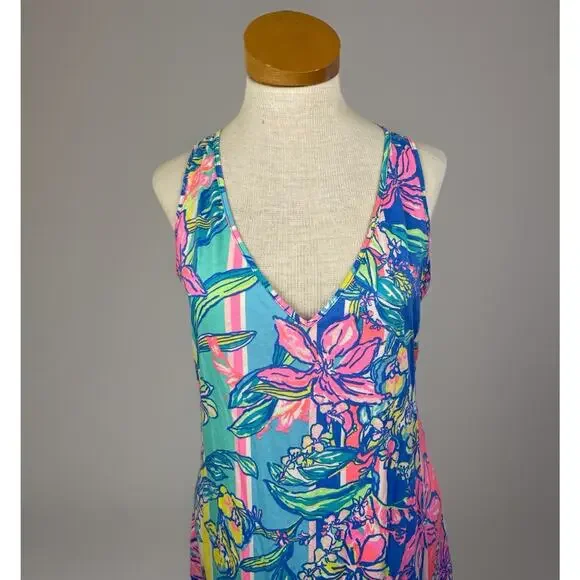 Lilly Pulitzer Kerri Maxi Dress Easy Tiger Floral Print Womens Small Sleeveless - Picture 2 of 10